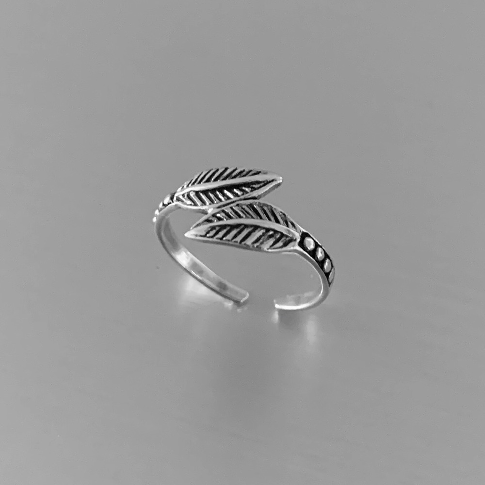 Silver Double Leaves Toe Ring, Tree Ring - image 6